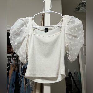 White puff sleeve top
